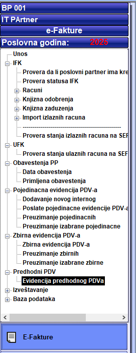 eFakture meni